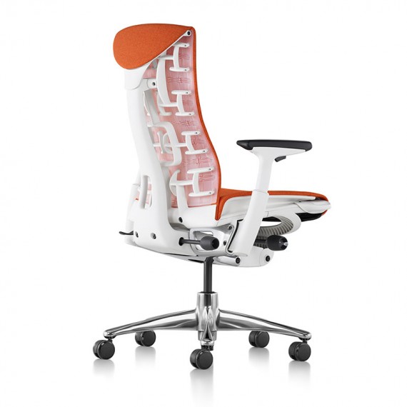 Siège de bureau ergonomique embody couleur orange papaye vue de dos et profil