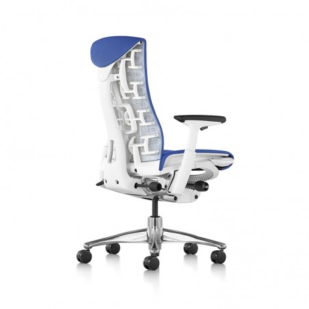 Chaise de bureau EMBODY vue de face coloris rythm bleu berry vue de dos-profil