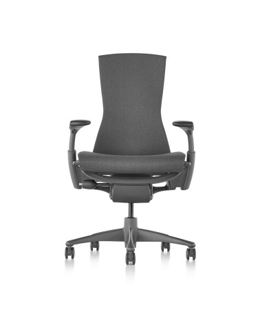 Chaise EMBODY Charcoal, Dos Noir, vue face, Base Graphite - Herman Miller Chaise EMBODY Charcoal, Dos Noir, vue face, Base Graphite - Herman Miller