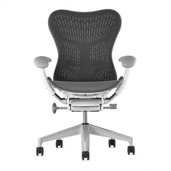 Chaise MIRRA 2 - Finition Slate Grey Triflex Back/ Structure Blanche - Herman Miller