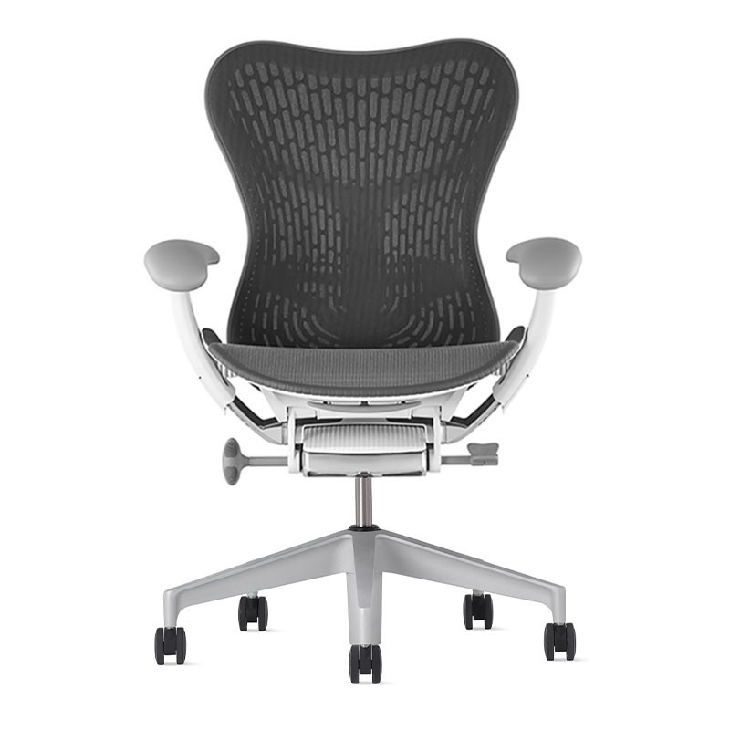 Chaise MIRRA 2 - Finition Slate Grey Triflex Back/ Structure Blanche - Herman Miller