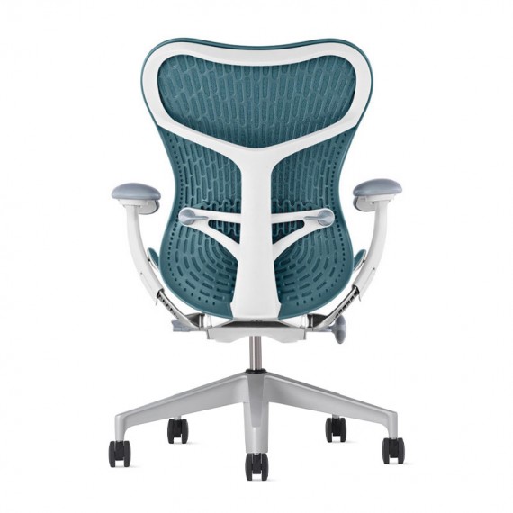 Chaise MIRRA 2 - Finition Dark Turquoise Triflex Back/ Structure Blanche - Herman Miller