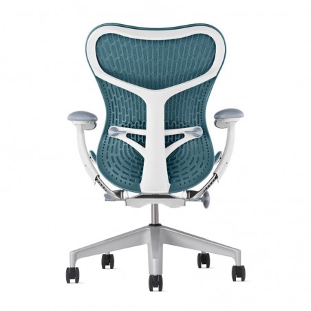 Chaise MIRRA 2 - Finition Dark Turquoise Triflex Back/ Structure Blanche - Herman Miller