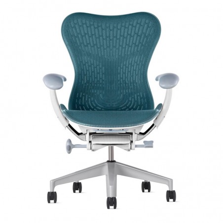 Chaise MIRRA 2 - Finition Dark Turquoise Triflex Back/ Structure Blanche - Herman Miller