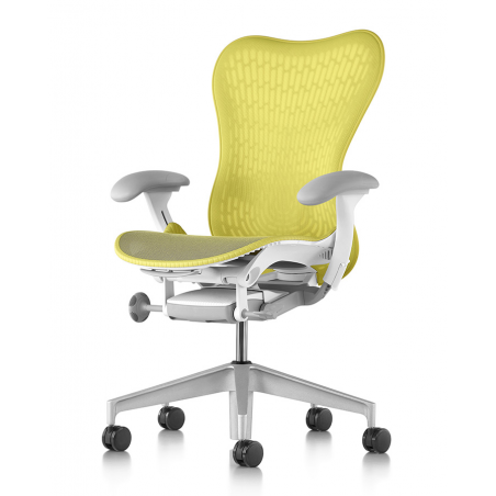 Chaise MIRRA 2 - Finition Lime Green Triflex Back/ Structure Blanche - Herman Miller